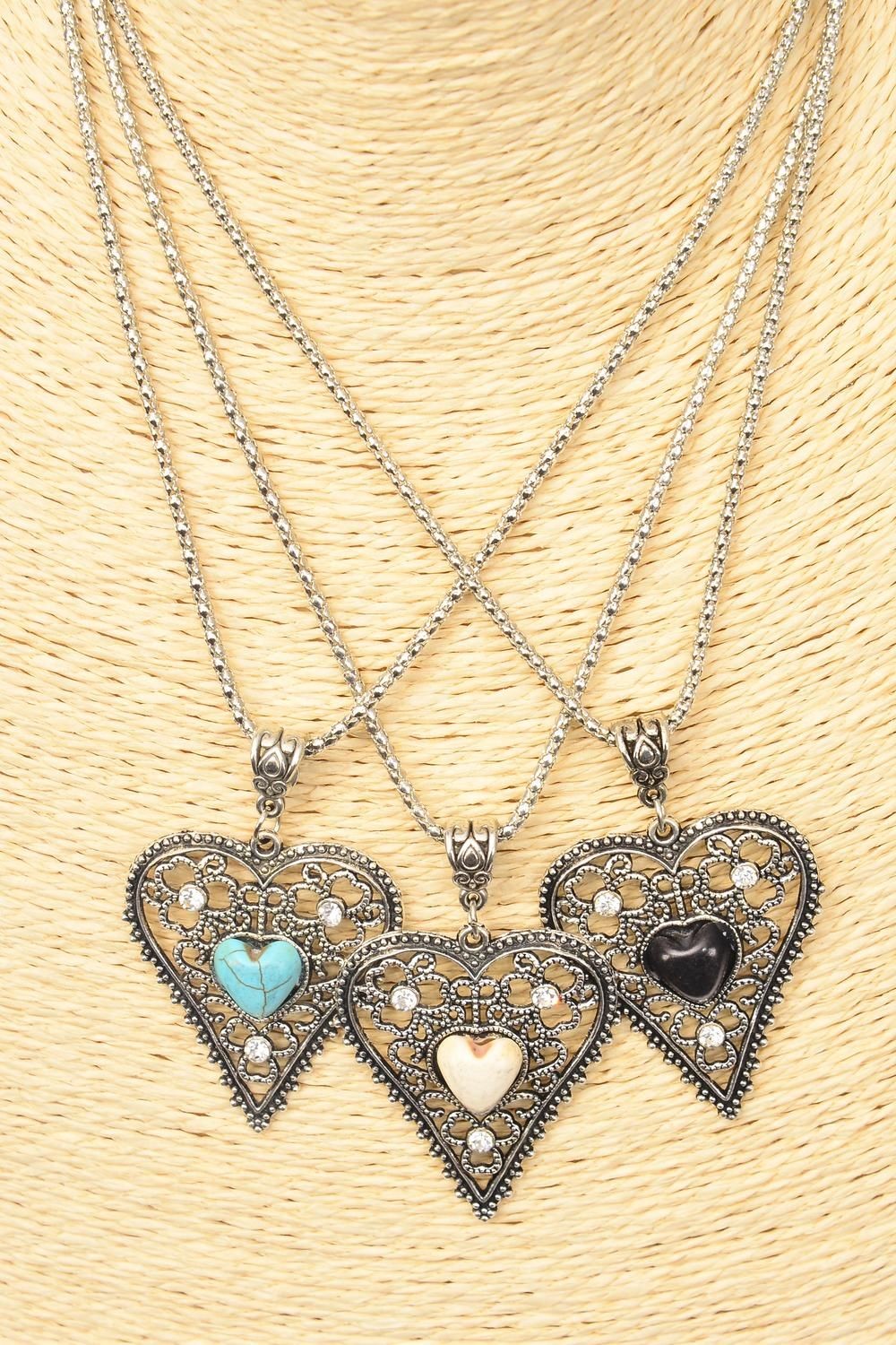2 Lacey Heart Necklaces -- $7!