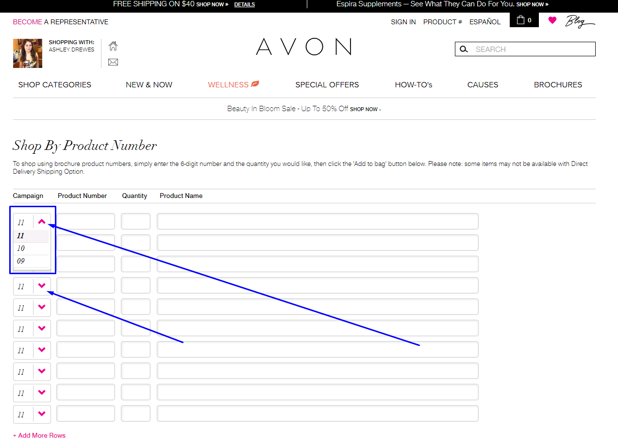 Avon Order by product Number2.png
