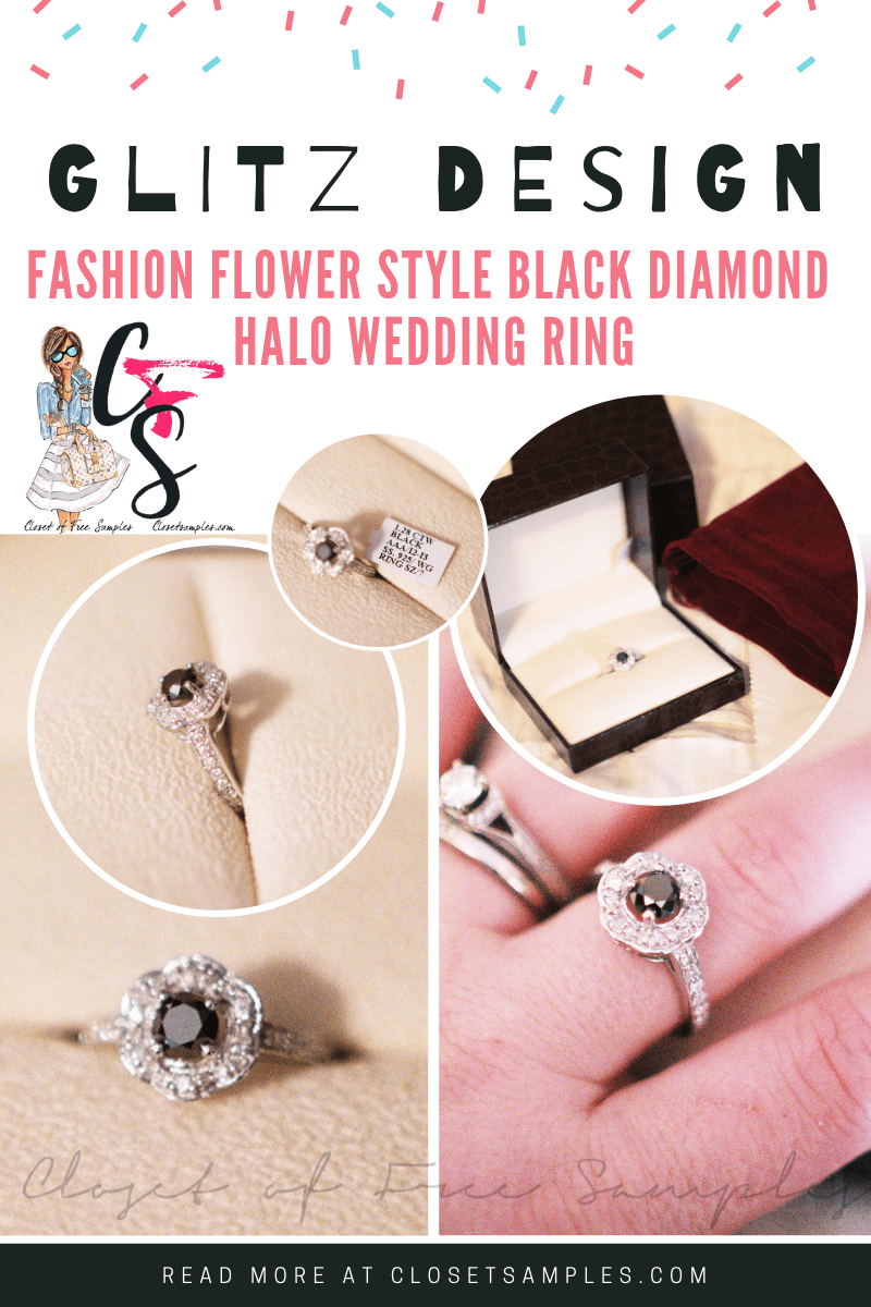 Glitz Design Fashion Flower Style Black Diamond Halo Wedding Ring Review