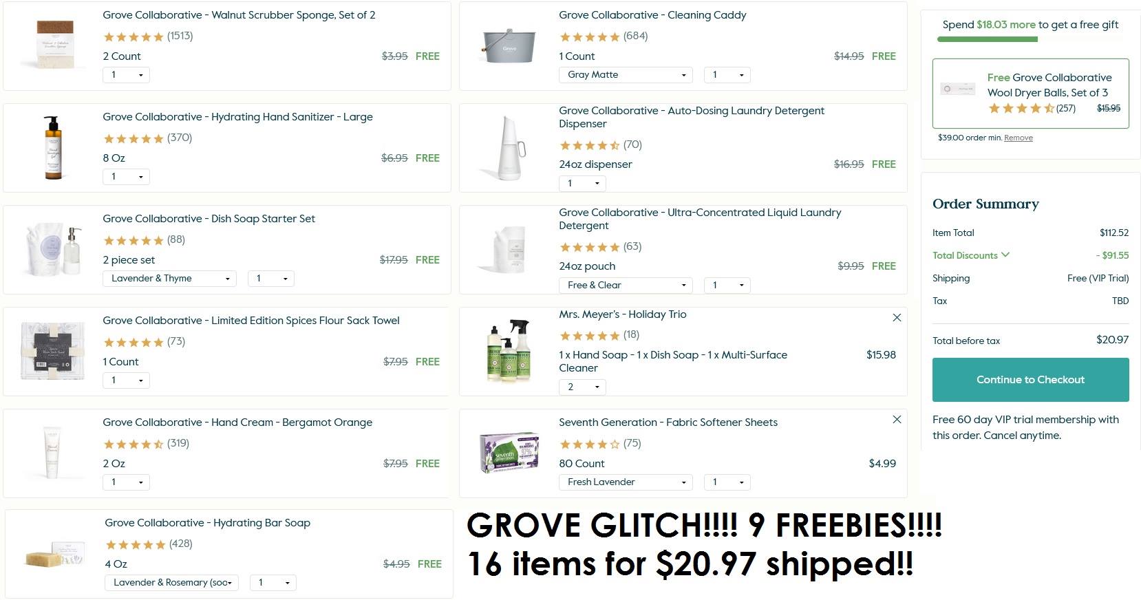 10 FREE ITEMS FROM GROVE (with...