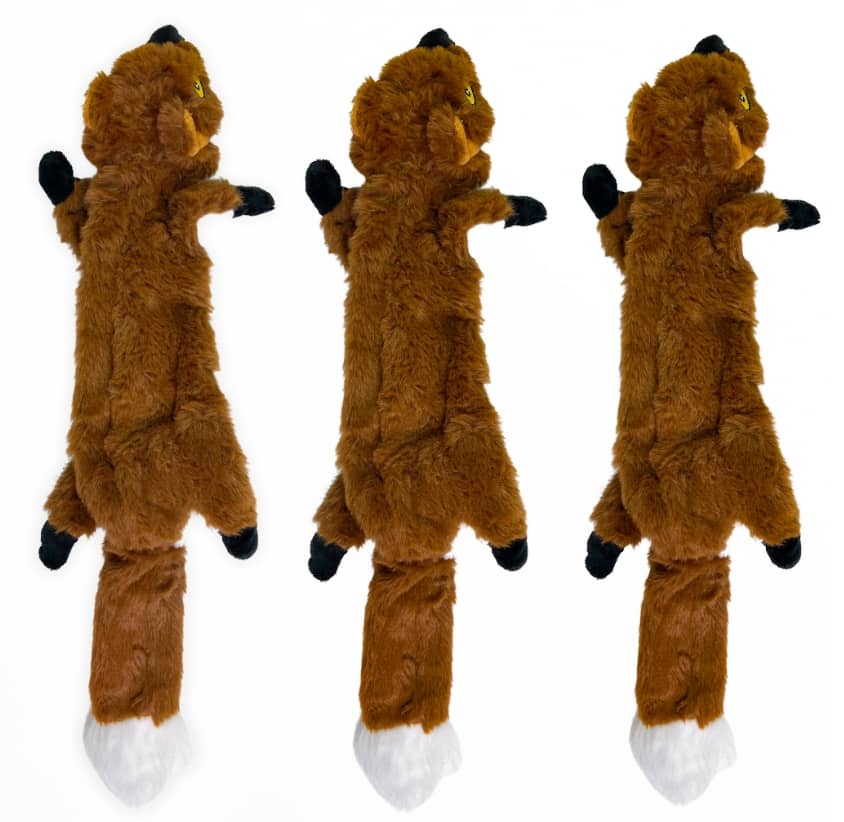 3 PACK of 17 Stuffingless Squeaky Plush Dog Toys closetsamples