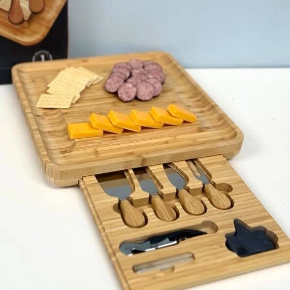 Bamboo Charcuterie Cheese Board Set with Serving Utensils closetsamples