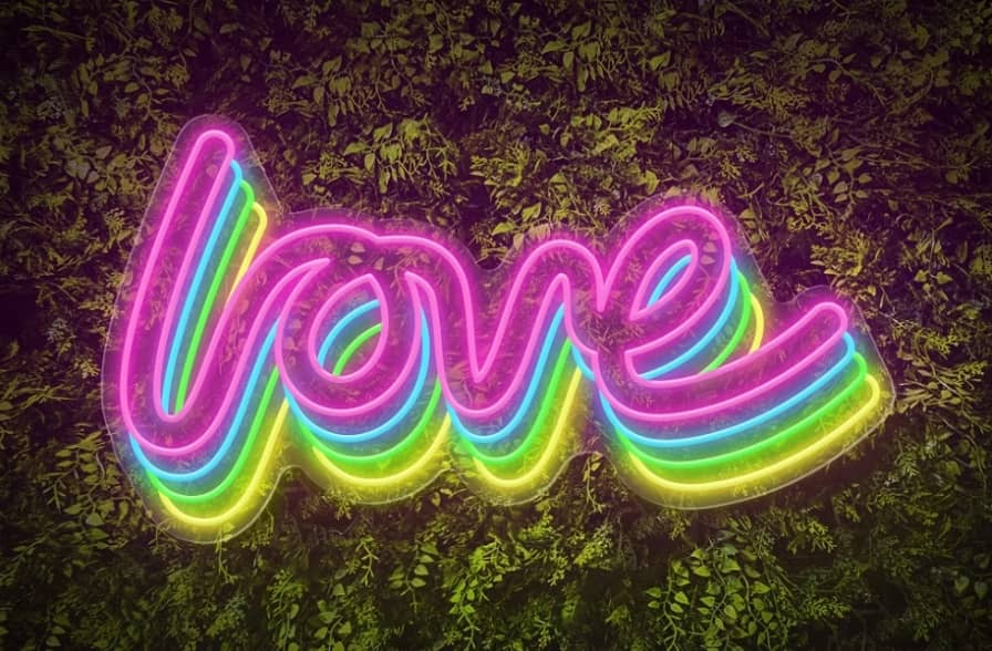 NeonWill Polychrome love Word Neon Sign closetsamples