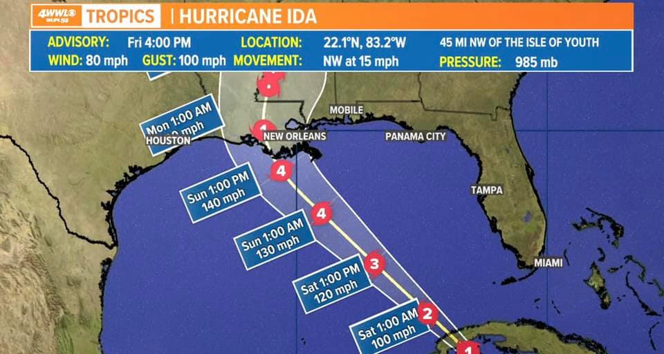 Major Hurricane Ida Expected to Make Landfall on 16th Anniversary of Hurricane Katrina closetsamples 4pmupdate